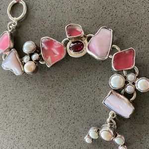 Vintage Druzy Sterling Rose Quarts Bracelet